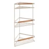 ETAGERE D ANGLE METAL 3 NIVEAUX DECO ACACIA BEIGE