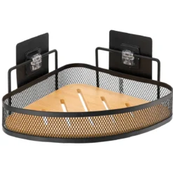 ETAGERE D ANGLE METAL PLATEAU BAMBOU 3M NOIR BAMBOU