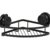 ETAGERE D ANGLE METAL SUR VENTOUSES NOIR