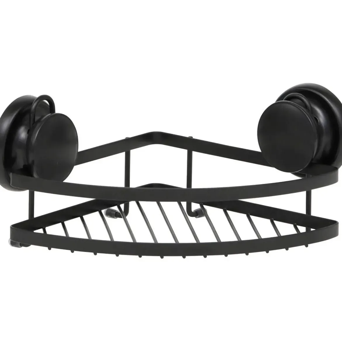 ETAGERE D ANGLE METAL SUR VENTOUSES NOIR