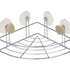 ETAGERE  D ANGLE METAL   2 VENTOUSES   2 DECO   GALET GRIS