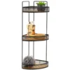 ETAGERE D ANGLE 3 NIVEAUX METAL PLATEAUX BAMBOU NOIR BAMBOU