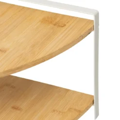 ETAGERE D ANGLE 2 NIVEAUX ORDERA BAMBOU METAL BEIGE
