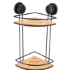 ETAGERE D ANGLE SUR VENTOUSE METAL BAMBOU 2 NIVEAUX NOIR