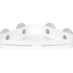 ETAGERE D ANGLE SUR VENTOUSES BLANC