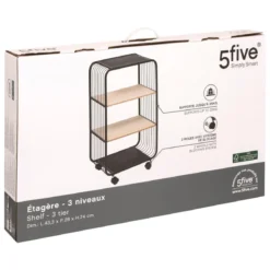 ETAGERE METAL BOIS 3 NIVEAUX
