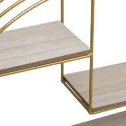 ETAGERE MURALE BOIS METAL ROND GOLD D.39X10.3X36CM