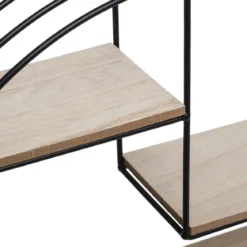 ETAGERE MURALE BOIS METAL ROND NOIR D.39X10.3X36CM
