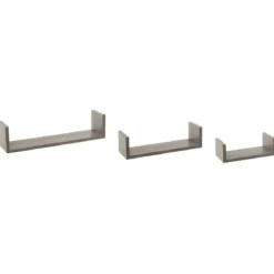 ETAGERE MURALE BORD CHENE GRIS X3 PIECES
