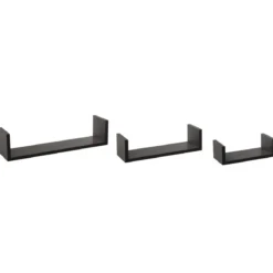 ETAGERE MURALE BORD NOIR X3 PIECES