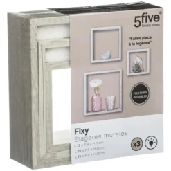 ETAGERE MURALE CUBE CHENE GRIS S 3 TAILLES