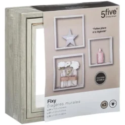 ETAGERE MURALE CUBE CHENE GRIS L 3 TAILLES