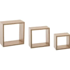 ETAGERE MURALE CUBE CHENE NATUREL S 3 TAILLES