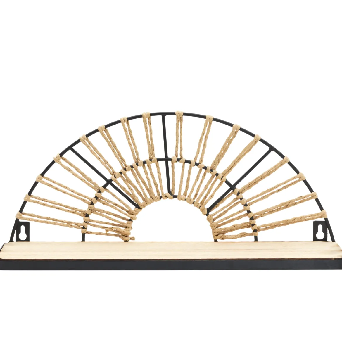 ETAGERE MURALE DEMI ROND NOIR ET NATURELLE 38X11CM