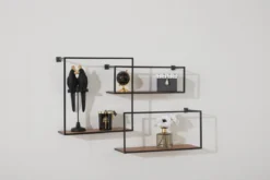 ETAGERE MURALE METAL BOIS D.86X52CM