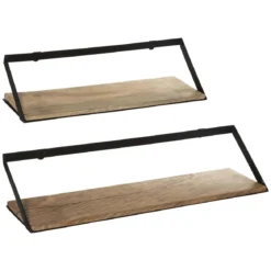 ETAGERE MURALE METAL BOIS X2 PIECES