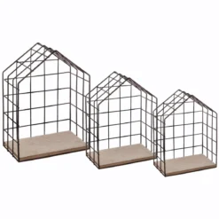 ETAGERE MURALE METAL MAISON NOIR X3 PIECES
