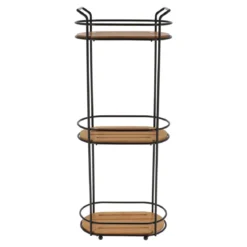 ETAGERE OVALE FIL METAL 3 NIVEAUX BAMBOU NOIR
