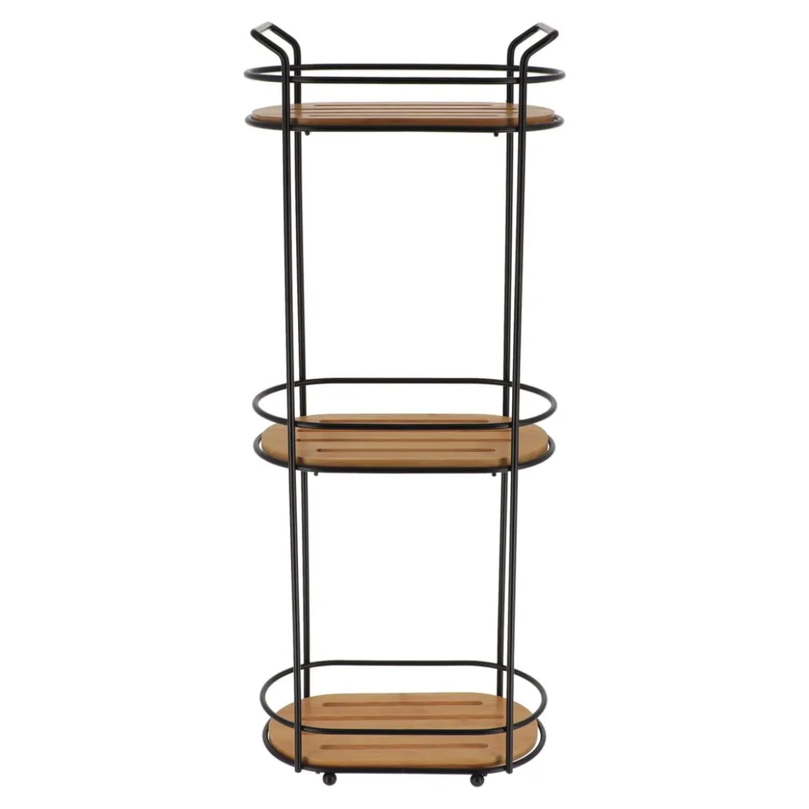 ETAGERE OVALE FIL METAL 3 NIVEAUX BAMBOU NOIR