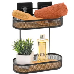 ETAGERE OVALE 2 NIVEAUX METAL PLATEAUX BAMBOU 3M NOIR BAMBOU