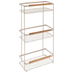 ETAGERE RECTANGLE METAL 3 NIVEAUX DECO ACACIA BEIGE