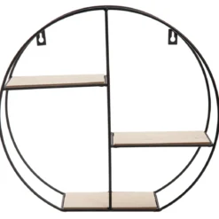 ETAGERE RONDE METAL BOIS 38X35X10CM