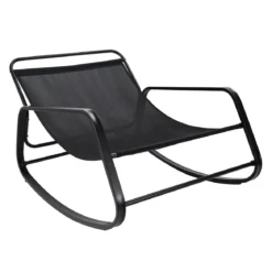 FAUTEUIL BASCULE MIAMI NOIR ET METAL 92X69X130CM