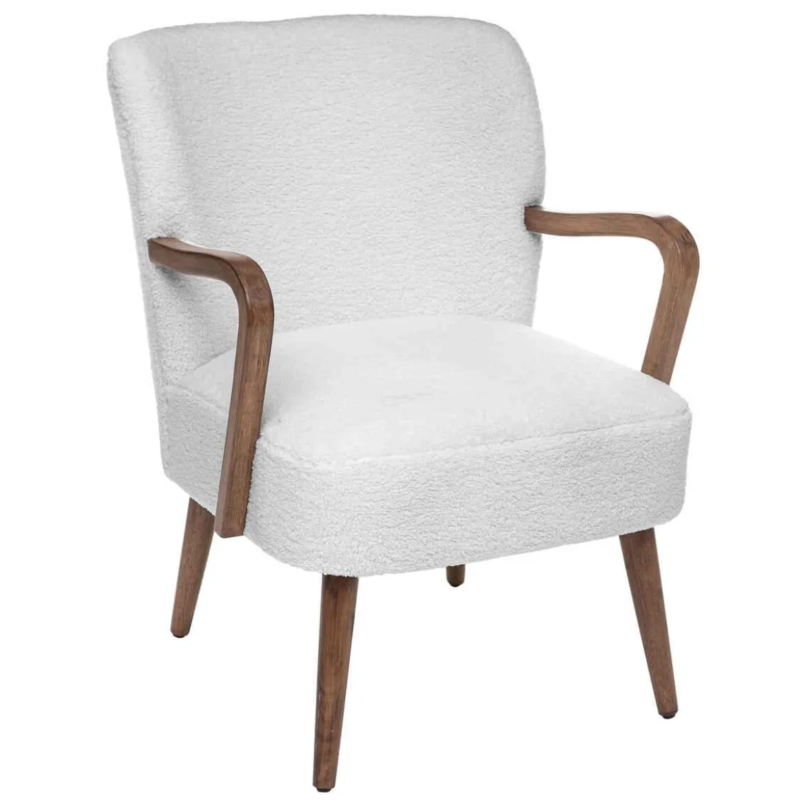 FAUTEUIL BLANC ACCOUDOIR BOUCLE CHIARA