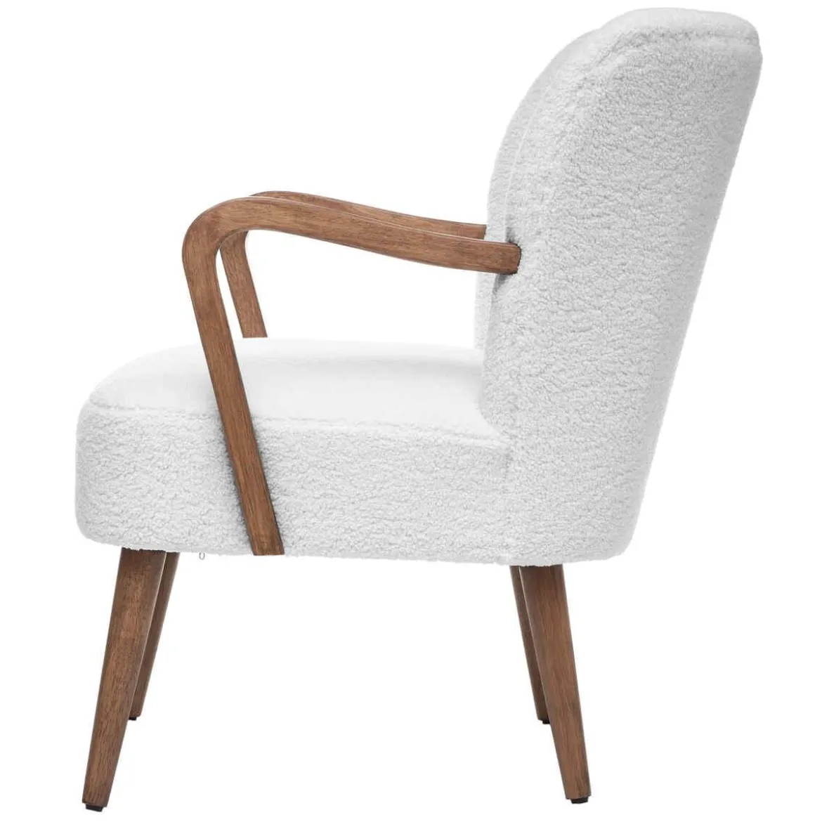 FAUTEUIL BLANC ACCOUDOIR BOUCLE CHIARA