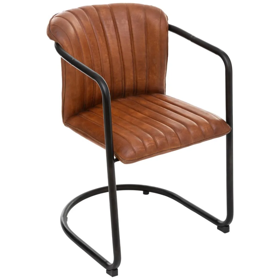 FAUTEUIL DINER CUIR KAVI COGNAC