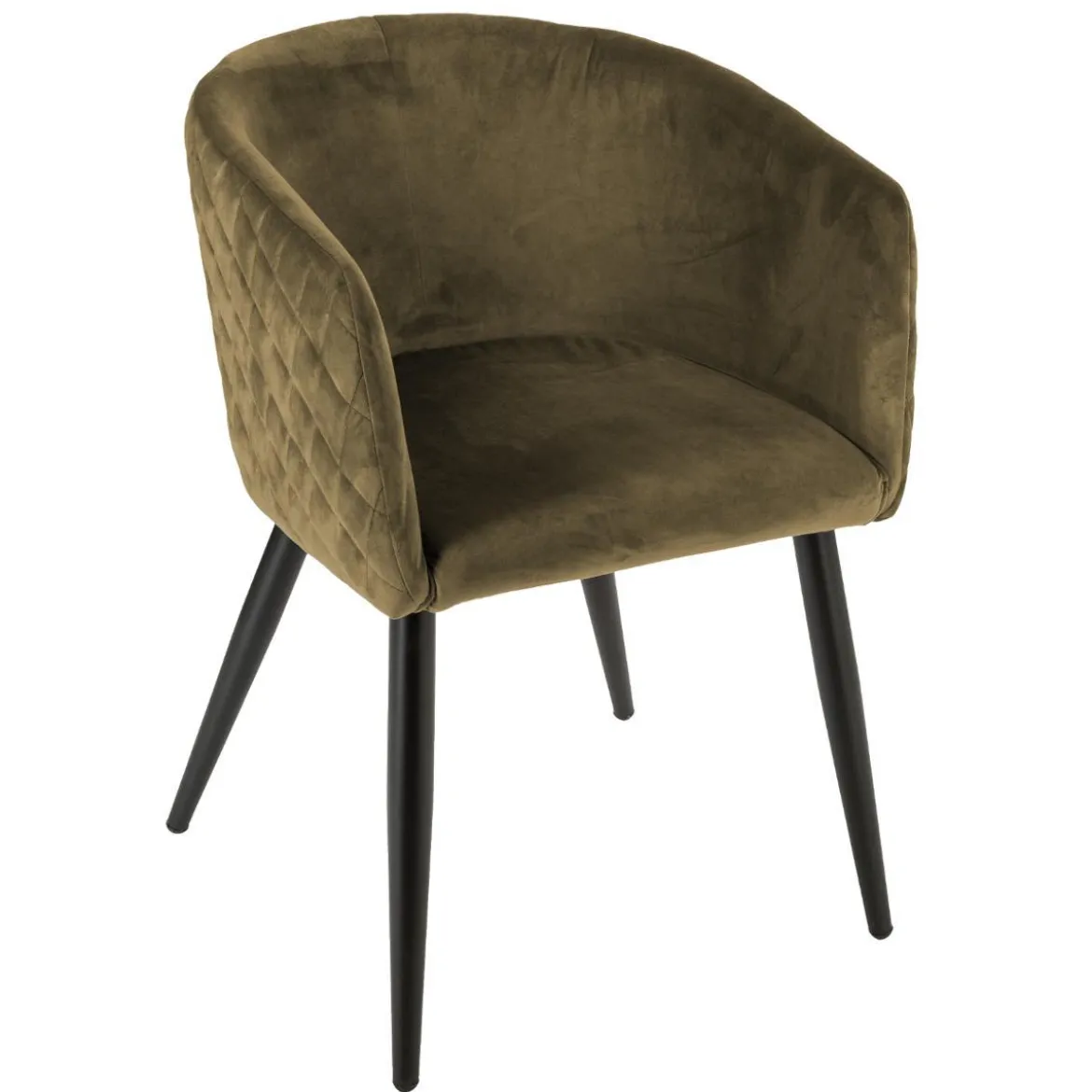 FAUTEUIL DINER VELOURS KAKI MARLO