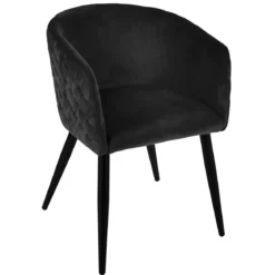 FAUTEUIL DINER VELOURS MARLO NOIR