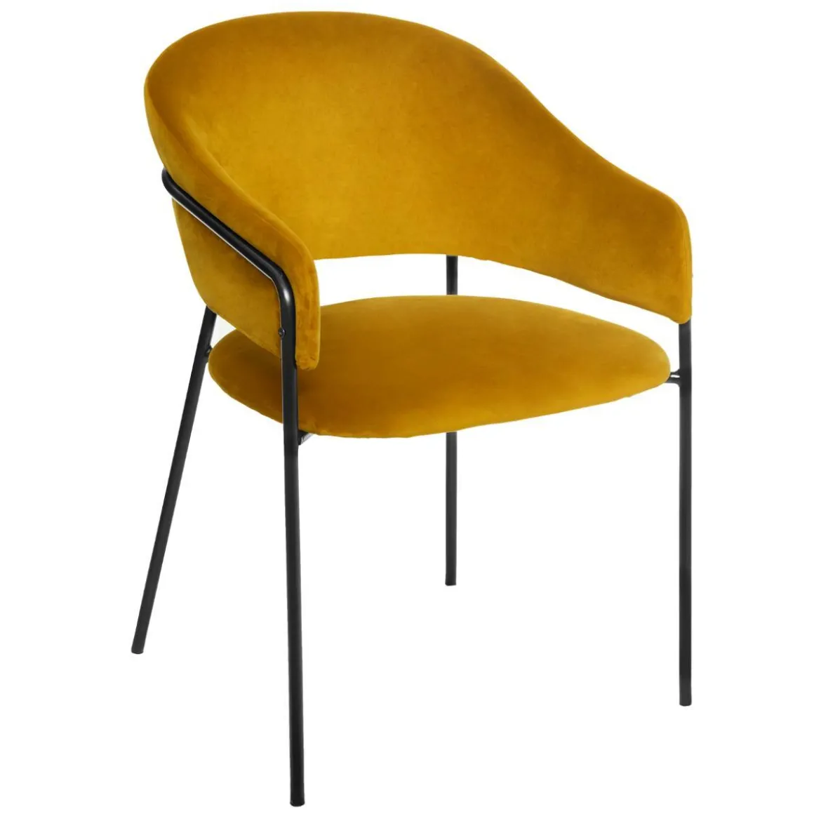 FAUTEUIL DINER VELOURS SIRON OCRE