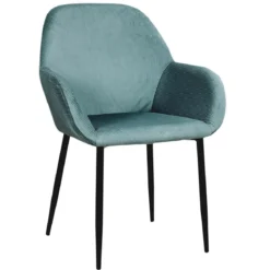 FAUTEUIL GIULIA BLEU CANARD VELOURS COTELE
