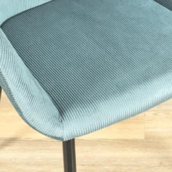 FAUTEUIL GIULIA BLEU CANARD VELOURS COTELE