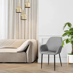FAUTEUIL GIULIA GRIS FONCE VELOURS COTELE