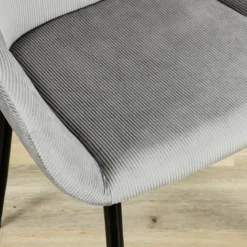 FAUTEUIL GIULIA GRIS FONCE VELOURS COTELE