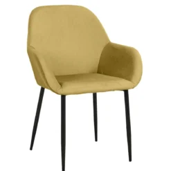 FAUTEUIL GIULIA JAUNE MOUTARDE VELOURS COTELE