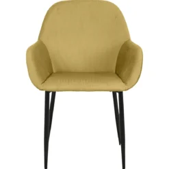 FAUTEUIL GIULIA JAUNE MOUTARDE VELOURS COTELE