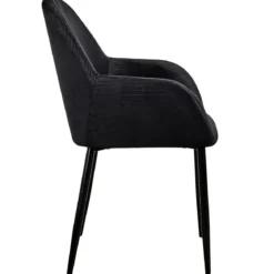 FAUTEUIL GIULIA NOIR VELOURS COTELE