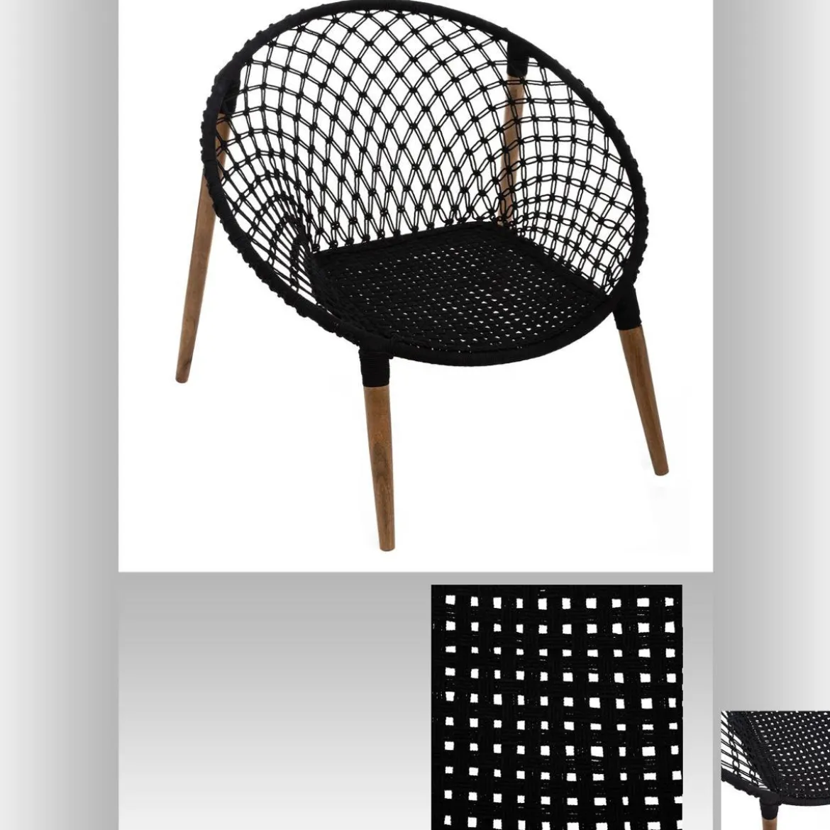 FAUTEUIL MACRAME RAINA NOIR
