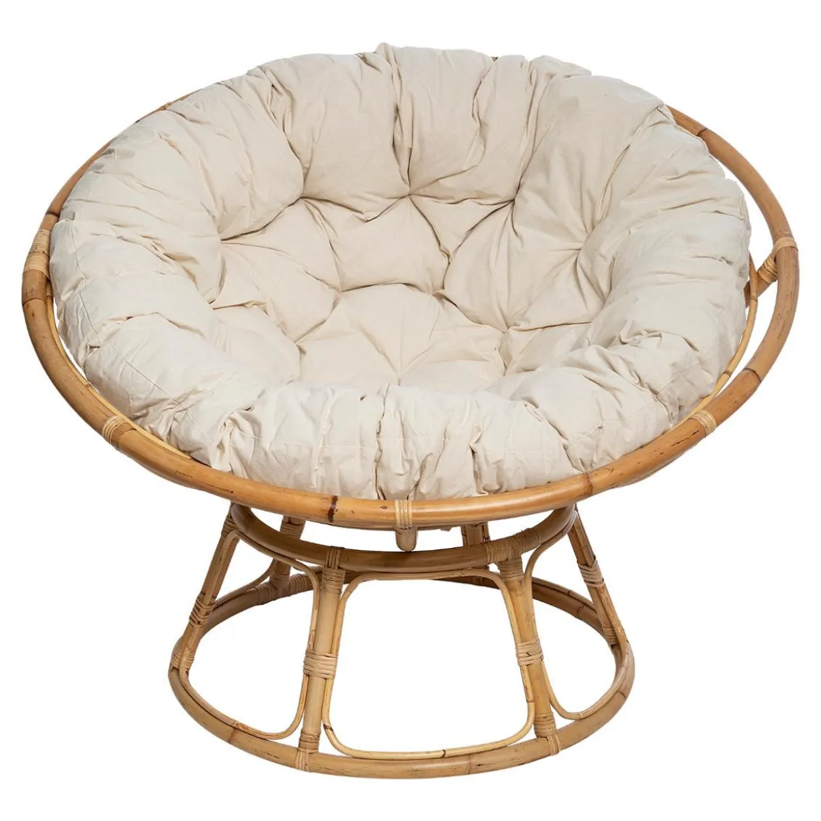 FAUTEUIL PAPASAN ROTIN SERAM BLANC