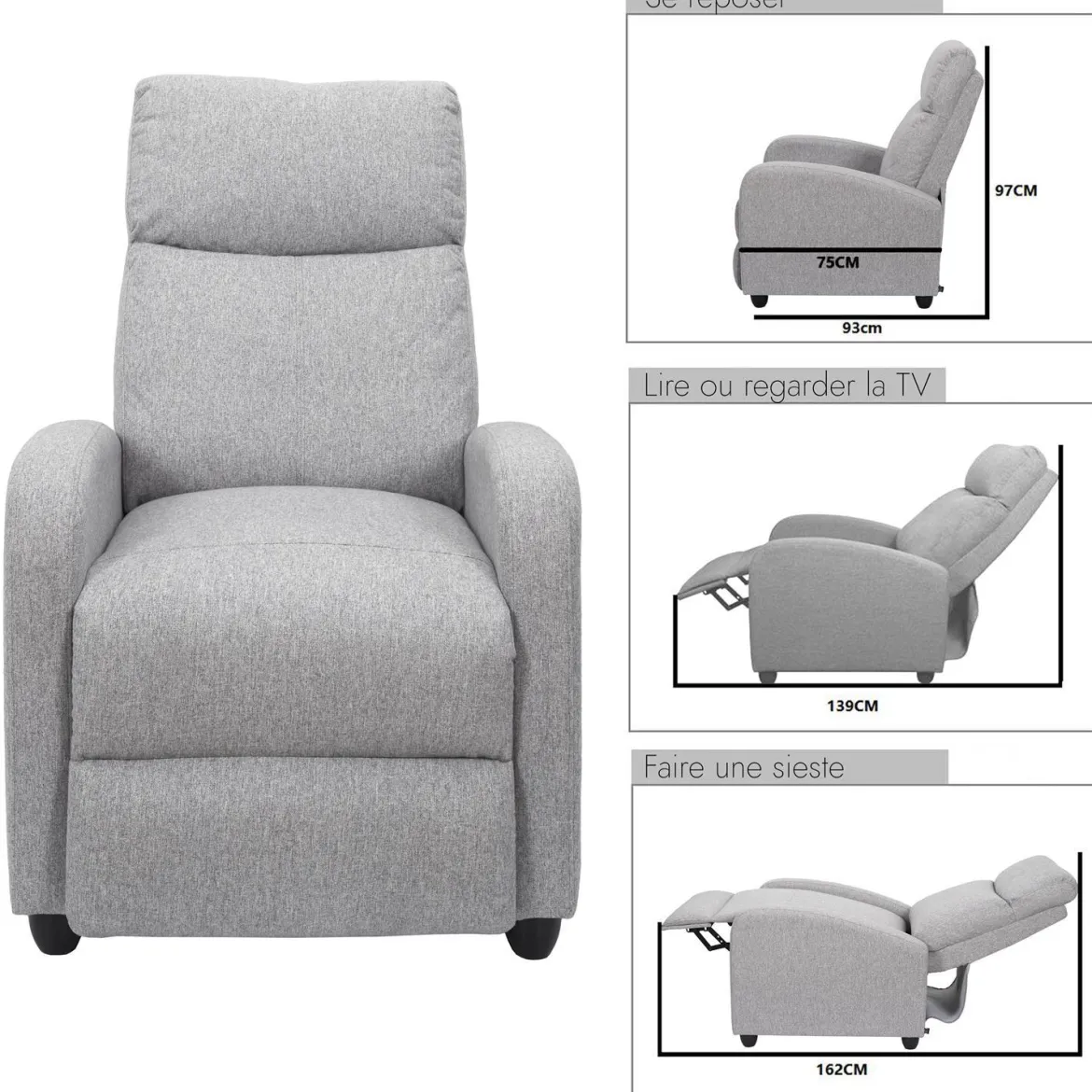 FAUTEUIL RELAX DREAM GRIS