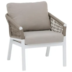 FAUTEUIL SALON ORIENGO TAUPE BLANC