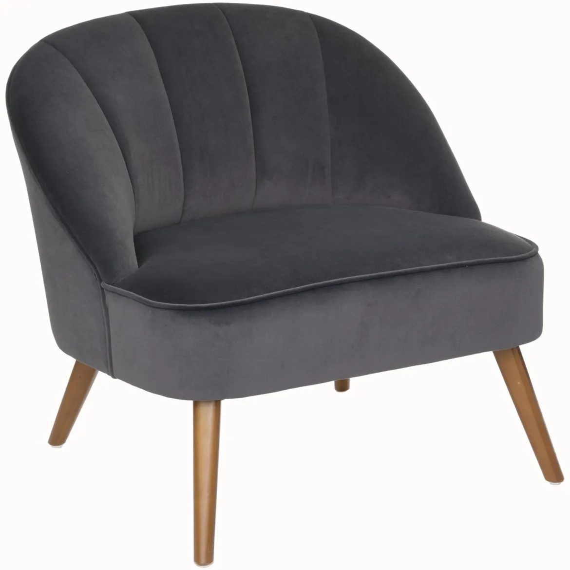 FAUTEUIL VELOURS PIED BOIS NAOVA GRIS