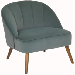 FAUTEUIL VELOURS PIED BOIS NAOVA CELADON