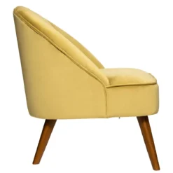 FAUTEUIL VELOURS PIED BOIS NAOVA OCRE