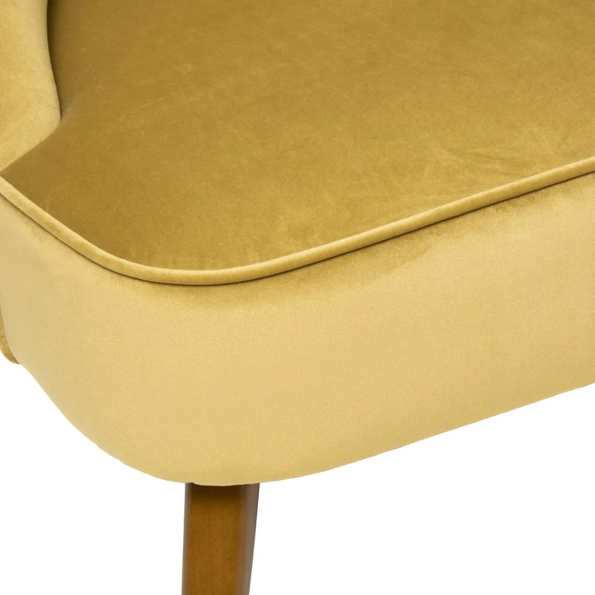 FAUTEUIL VELOURS PIED BOIS NAOVA OCRE