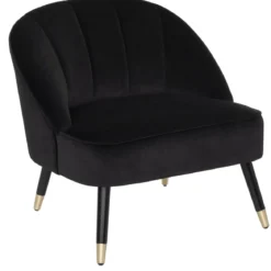 FAUTEUIL VELOURS PIED DORE NAOVA NOIR