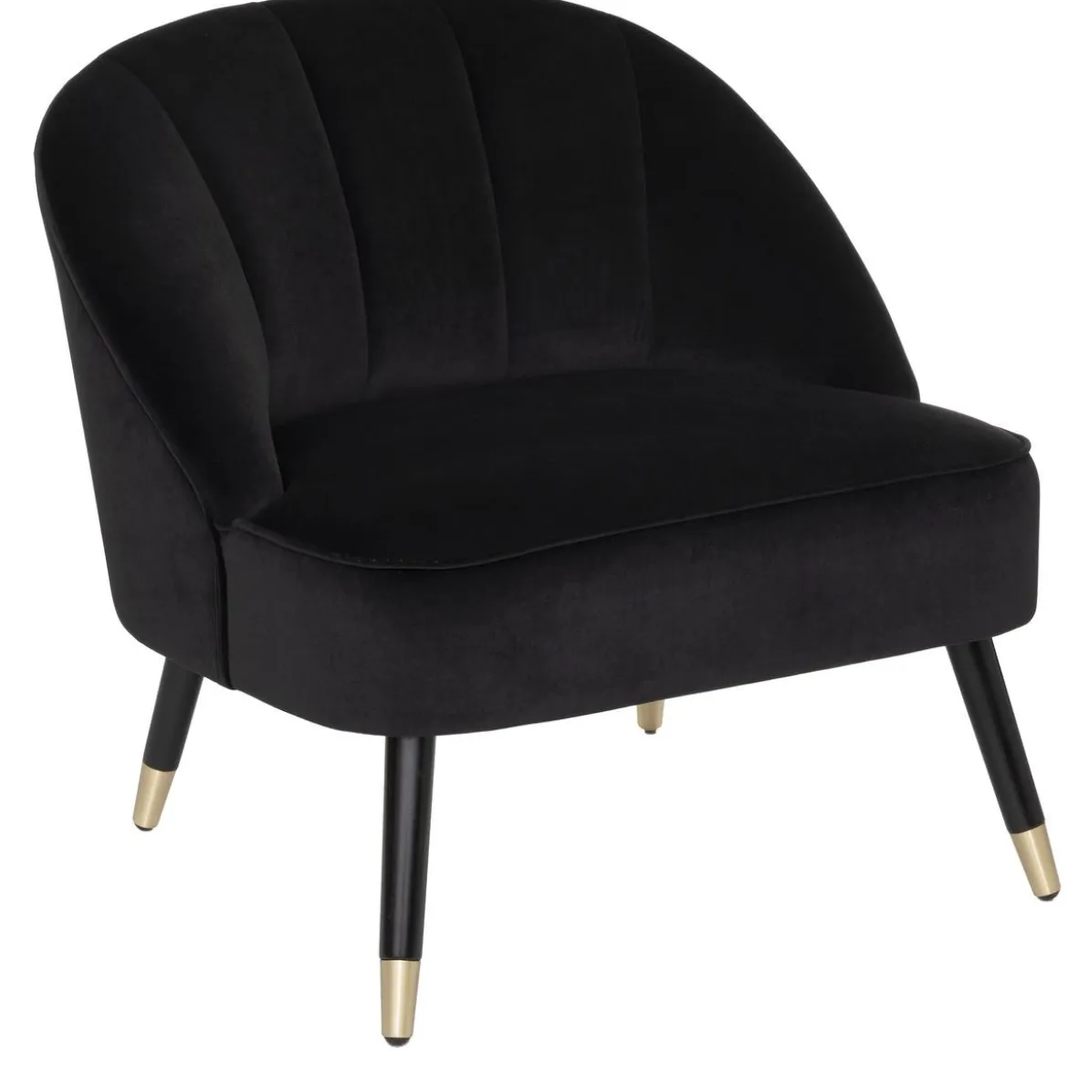FAUTEUIL VELOURS PIED DORE NAOVA NOIR